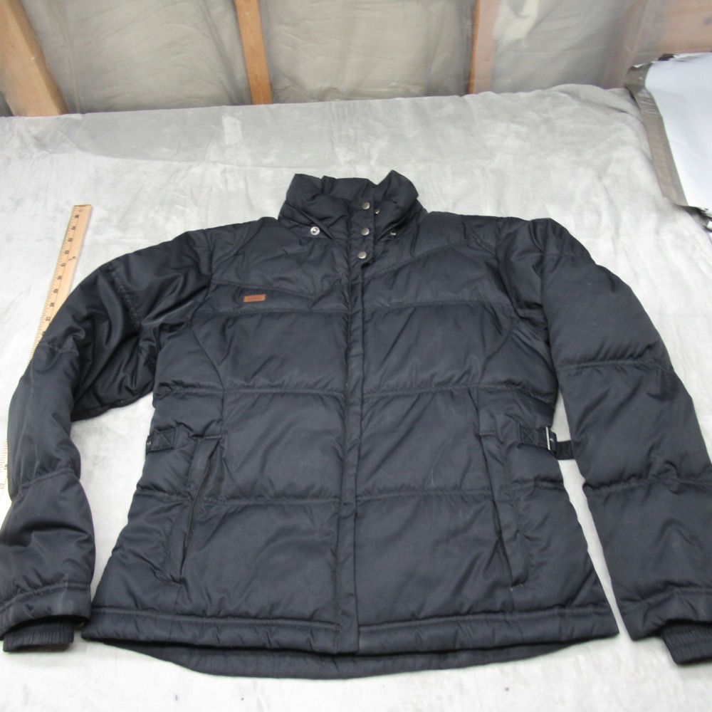 Columbia Down Jacket Womens Medium Black Insulated Full Zip Light Quilted Puffer